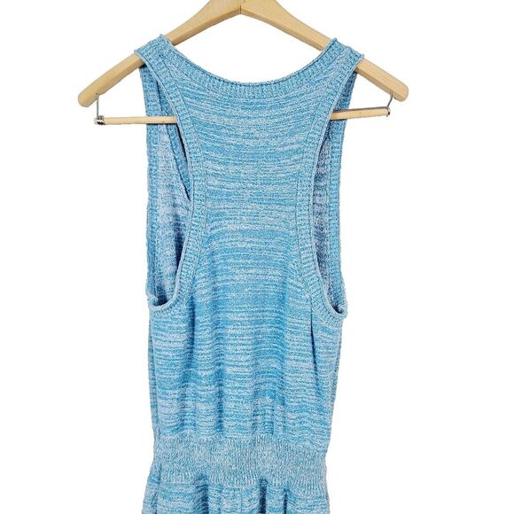 Daily Practice Jumpsuit M Blue White Marled Knit Sleeveless Cropped‎ Wide Leg - Picture 4 of 11